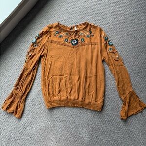 Burnt Orange Embroidered Top